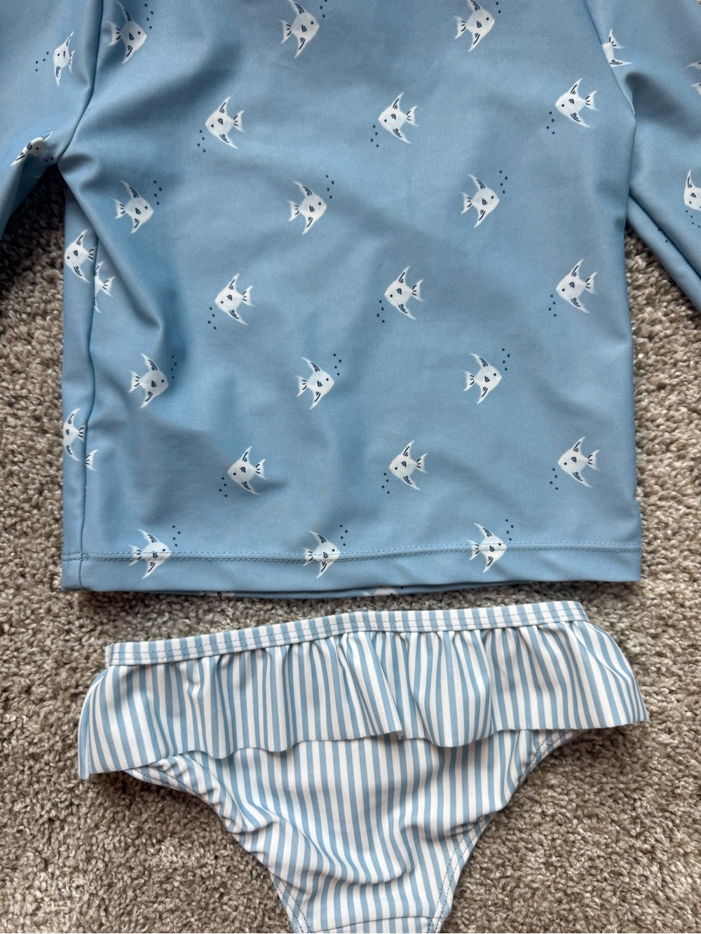 Girls 2 Piece Rash Guard Swimsuit Long Sleeve Swim Set Ruffle Bikini Bottoms 4T - Picture 8 of 8